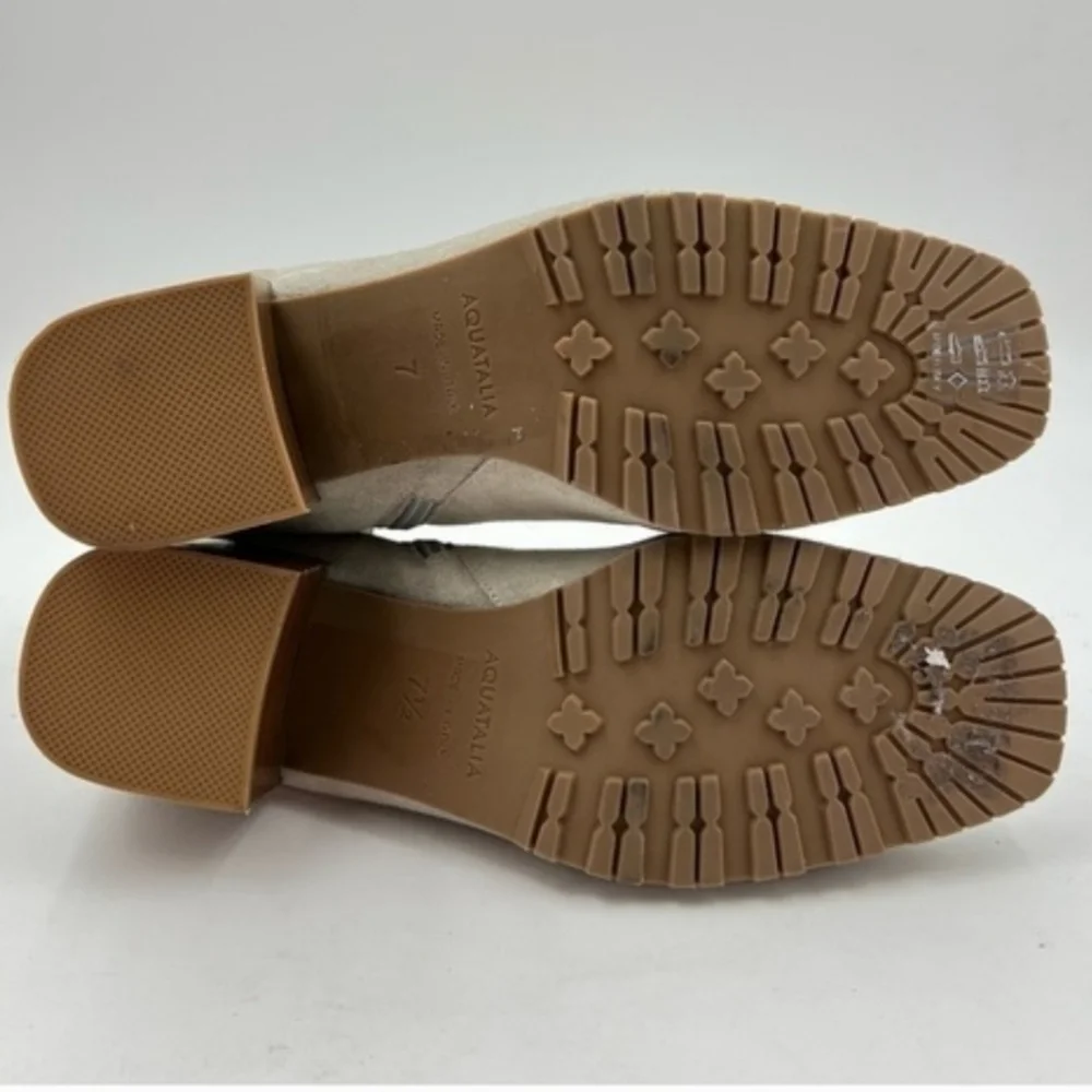 Aquatalia Taupe Charlotte Weatherproof Suede Booties Size 7.5